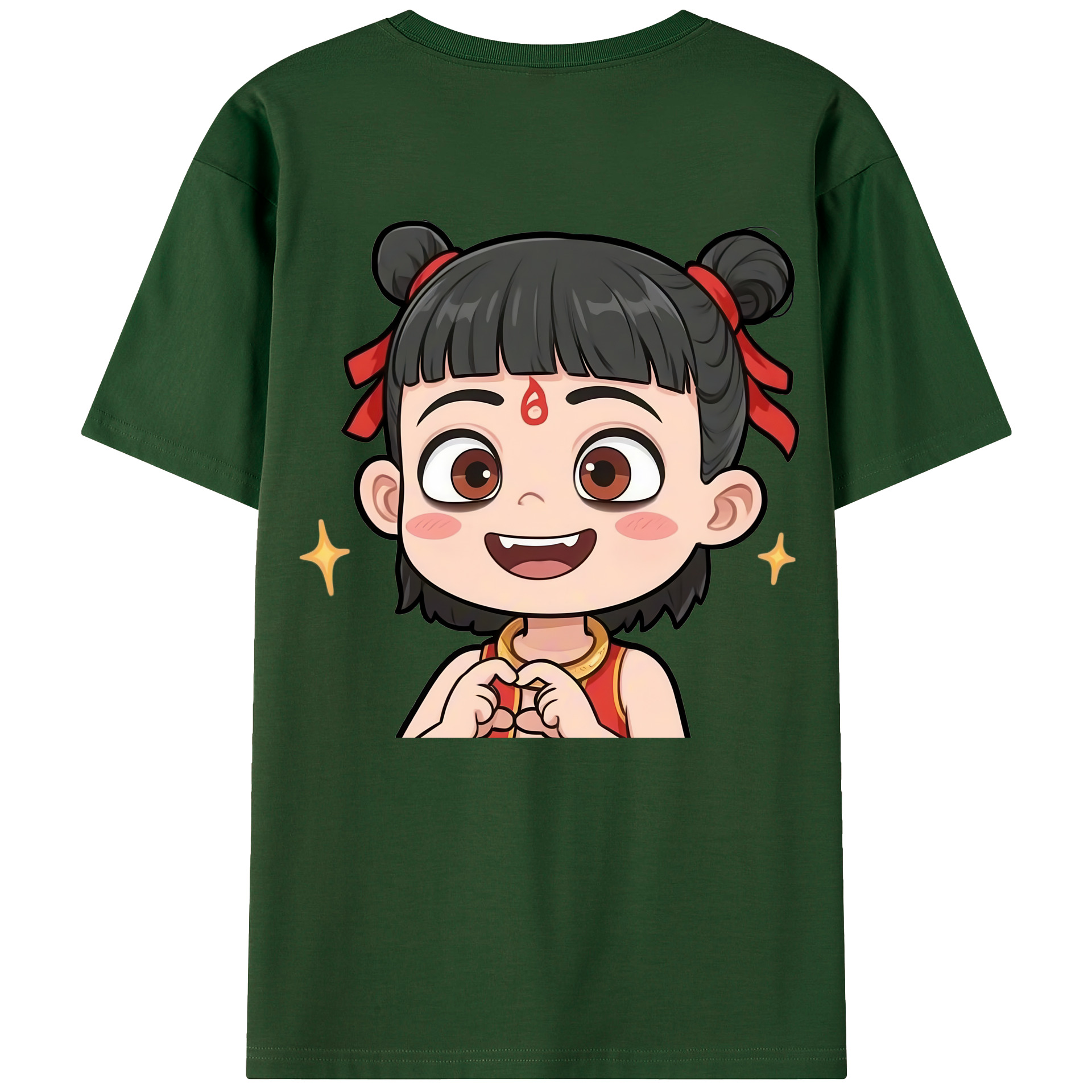 （画像用） Ne Zha 2 ナタ 魔童の大暴れ 綿100％半袖Tシャツ（背面プリント）